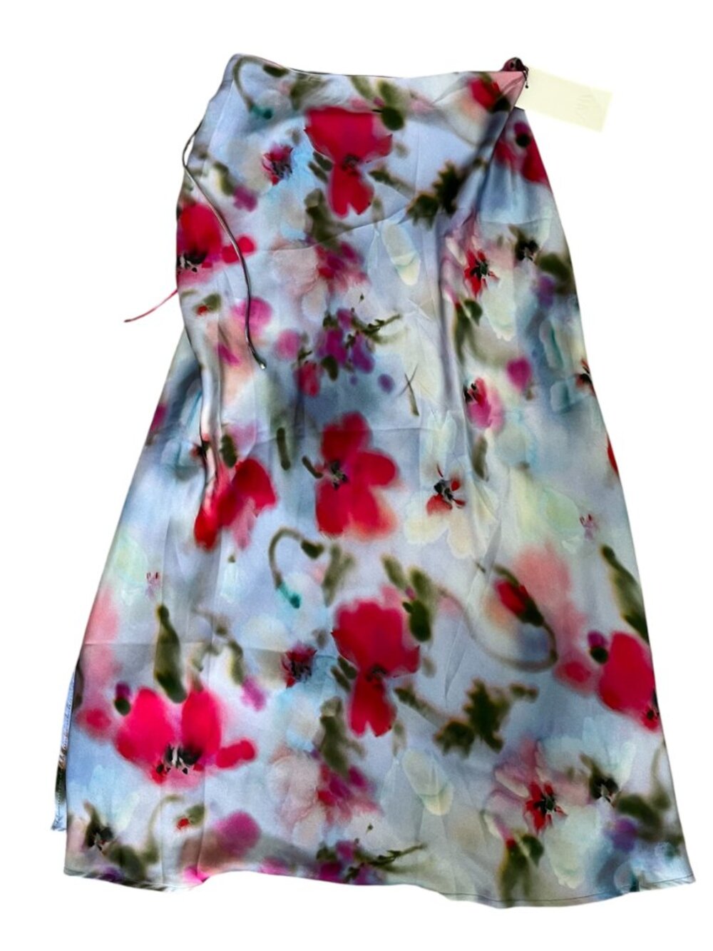 Zara Satin Effect Printed Midi Skirt Ruched Slit High Waist Size Large NWT Chic - Picture 11 of 14